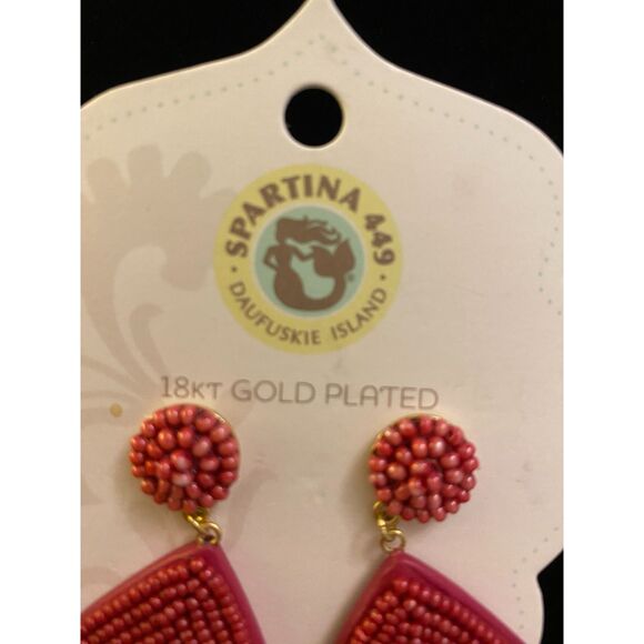Spartina 449 Beaded Petal Earrings in Merlot NWT - Picture 2 of 3